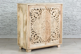 Antique Indian Jali Hand Carved Solid Wooden Sideboard Natural 85x40x91cm A079